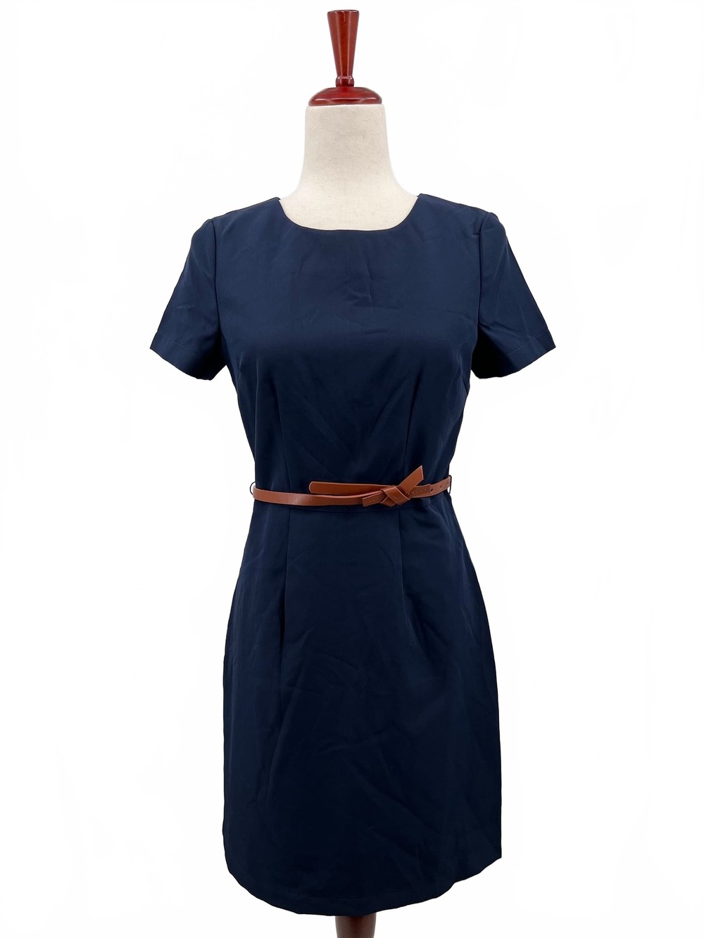 Vero Moda Belted Lined Midi Dress | Short Sleeve Blue Plus 34